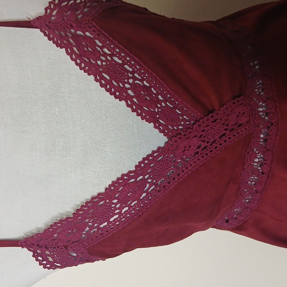 Flying Tomato Burgundy Wine Boho Mini Dress Size Medium - Picture 3 of 16